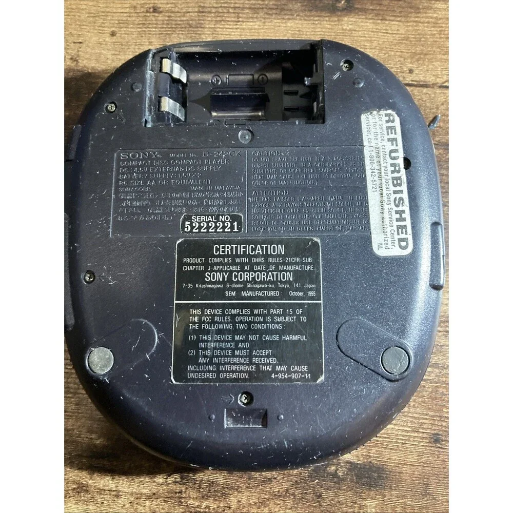 Vintage Sony Discman ESP CD Player D-245 Mega Bass Shock Protection Parts Only